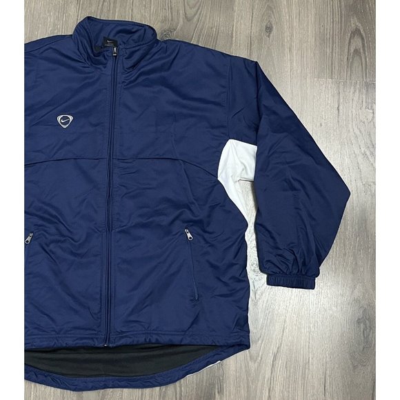 Vintage Nike Soccer / Football Lined Jacket Mens M Blue 90s Y2K Silver Tag Zip - Picture 2 of 11